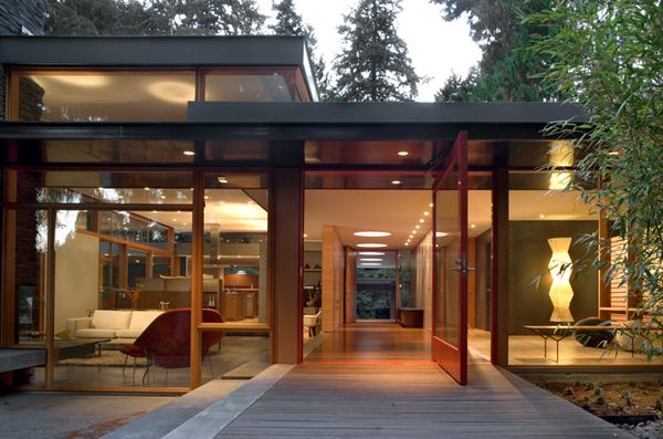 Mid-Century modern home with a nature backdrop