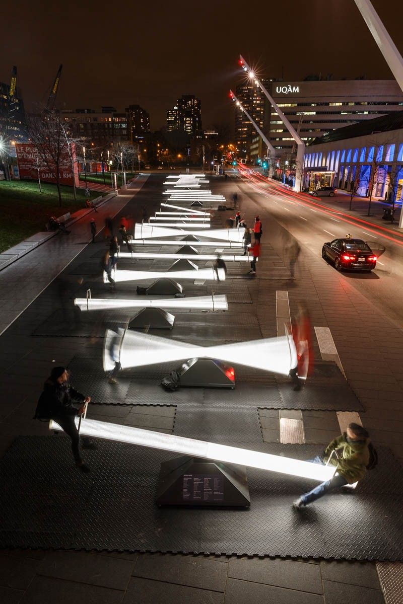 People In Montreal Are Playing On Light-Filled Seesaws This Winter