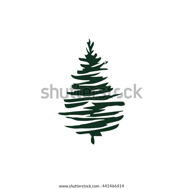 Fir Tree Silhouette Isolated On White Stock Vector (Royalty Free) 441466414 | Shutterstock