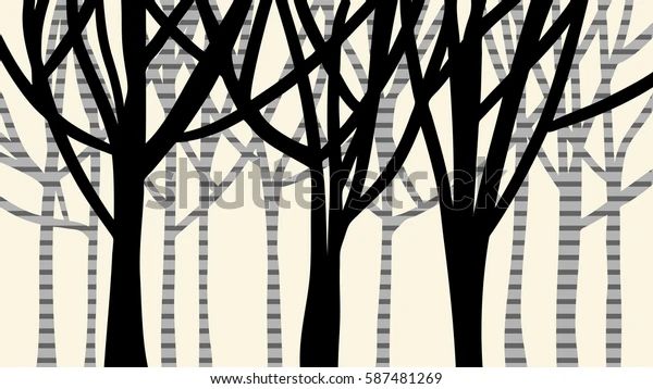Abstract Nature Design Trees Forest Black Stock Vector (Royalty Free) 587481269 | Shutterstock